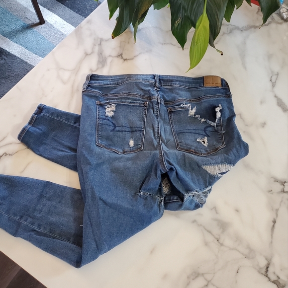 American Eagle Cropped Jeggings Destroyed size 16 SHORT - Picture 7 of 16